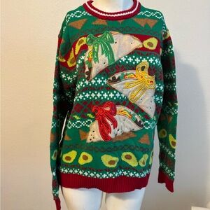 Festive Taco Crewneck Sweater - Green and Red